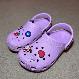 Crocs, Pink, Gently Used Condition, Charms Included, Size 6.0W